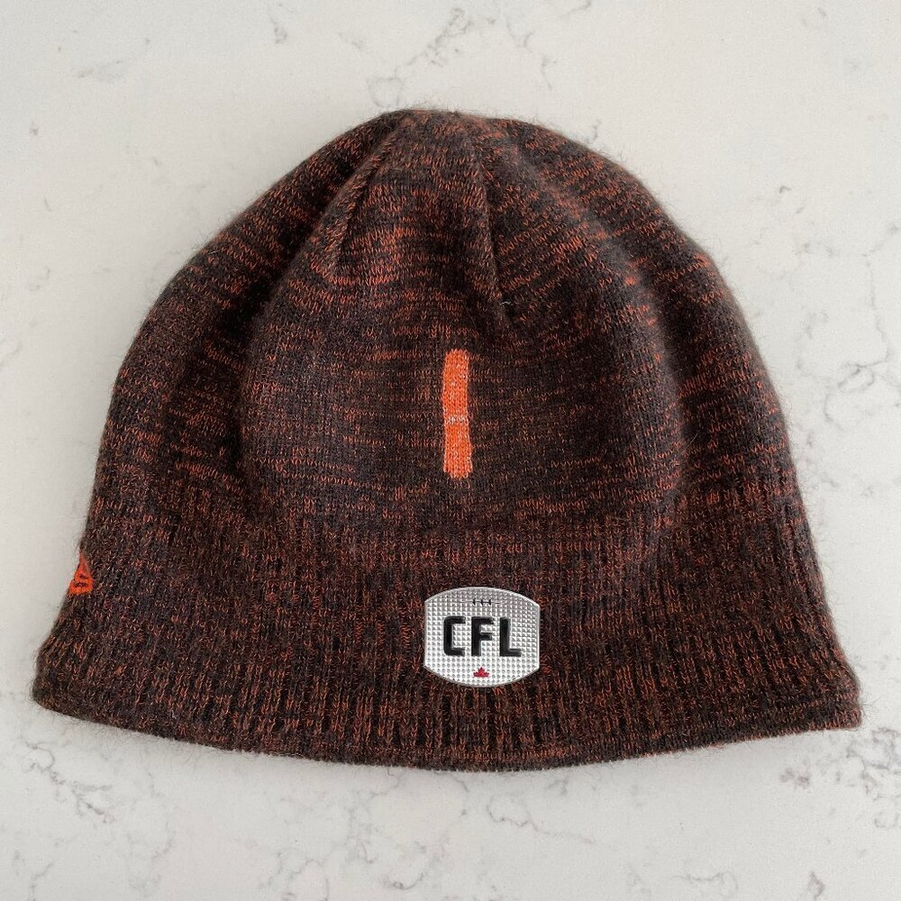 New Era CFL BC Lions Athletic Fleece Lined Knit Acrylic Hat Black & Orange Sz OS - Picture 2 of 8